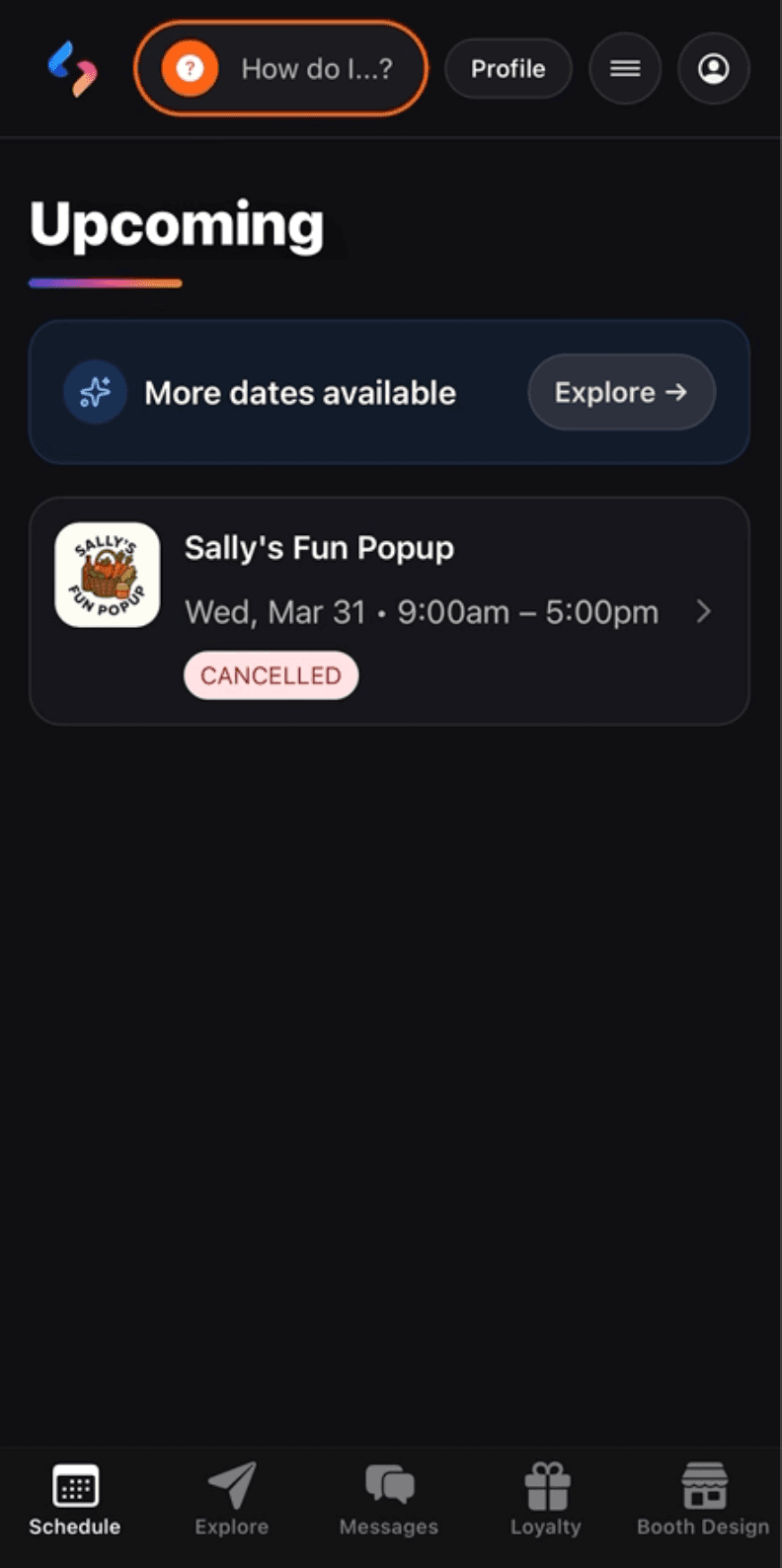 Vendor schedule view